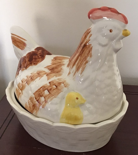 Vintage ceramic chicken - ceramic,