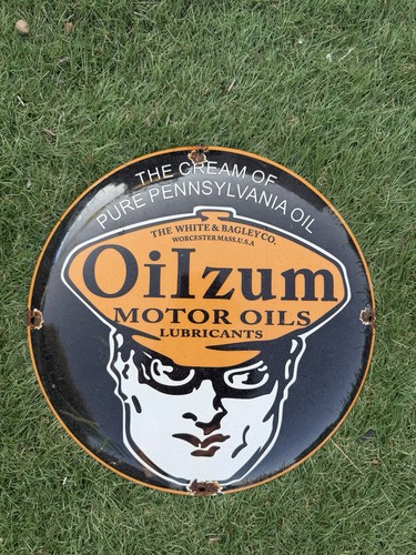 Vintage enamel oilzum motor - vintage,