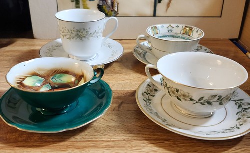 Mismatched tea cups saucers - mismatched,