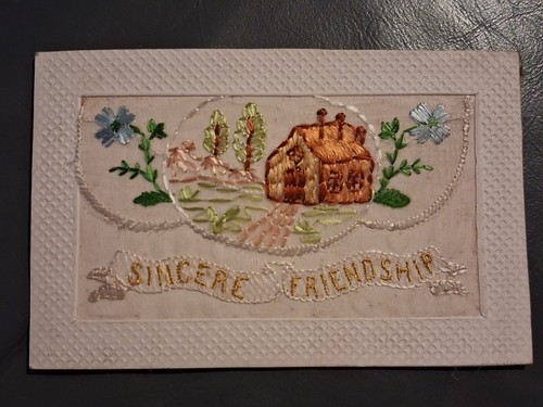 Ww1 silk postcard embroidered - postcard,