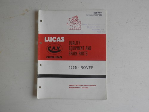 Lucas parts list 1965 rover - lucas,