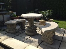 Garden table and benches - and,