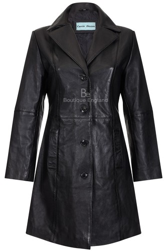 Ladies leather coat black soft - ladies,