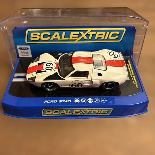 Scalextric ford gt40 white red - scalextric,
