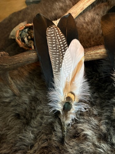 Smudging feather fan wand - feather, d19