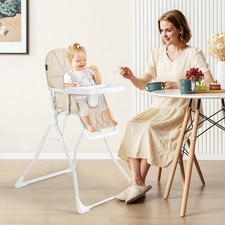 Easy Clean Compact Highchair with Removable Adjustable Tray-Beige