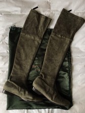 Robert Clergerie Long Olive Suedette Boots, Size 7