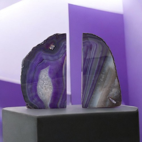 Agate purple bookends - agate,