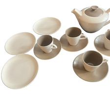 Poole Pottery Hand Made Vintage Ceramic Two-Tone Tea Set