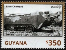 WWI France / French Army SAINT-CHAMOND Heavy Tank MNH Stamp (2014 Guyana)
