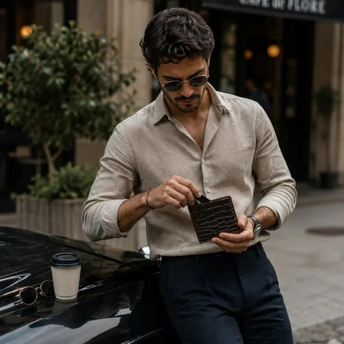 Men genuine leather wallet - men's,
