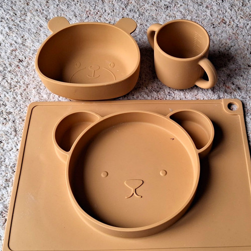 Brown silicone baby feeding - silicone,