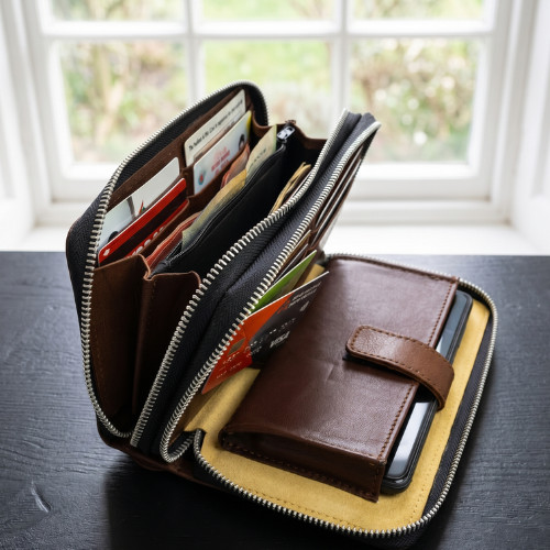 Real leather handheld - leather,