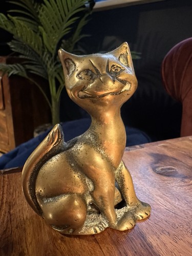 Vintage brass cat poker - brass, stand