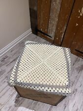 Vintage Yellow & Grey Crochet Blanket Crib Cradle Cot Pram Nursery Baby