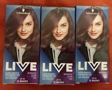 3x Schwarzkopf Live Ultra Brights Semi-Permanent Colour Hair Dye, midnight plum.