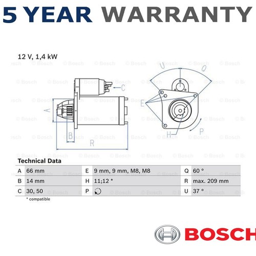 Bosch starter motor fits - starter,