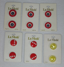 La Mode Buttons Red White Blue Round Yellow 12 Buttons on Cards Deadstock Vtg