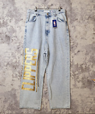 Bershka NBA LA Clippers Jeans Womens 42 Blue Acid Denim Ultra High-Rise Baggy A