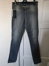 Ermanno Scervino Womens Grey Jeans Vita Bassa Size 32 Straight Leg With Glitter