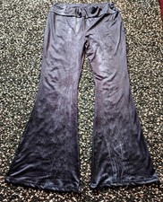 BLACK DENIM-EFFECT FLARED LYCRA LEGGINGS - SIZE XL (APPROXIMATELY UK 18)