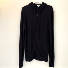 Sunspel Navy Blue Merino Wool Knit Zip Hoodie Size Medium