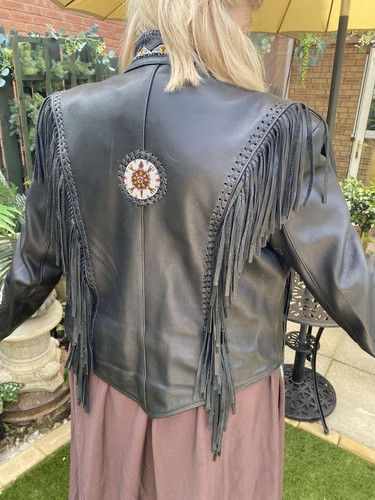 Jts leather jacket beaded - jts,