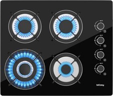 60cm Gas Hob 4 Burners Black