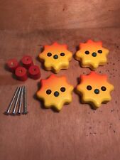 Nice Set X4  Children’s wooden door/drawer knob/handle Sun shaped ￼