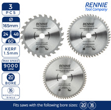 3 Pack - 165mm x 24T 48T & 60T