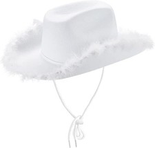 Zac's Alter Ego Fancy Dress Unisex Fluffy Fur Cowboy or Cowgirl Hat - White,