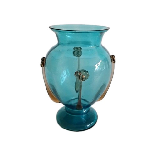 Teal turquoise glass vase art - vase,