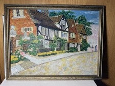 Countryside Cottage Rural English Village Impressionist Vintage Oil Painting 
