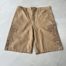Urban Outfitters Ed Hardy UO Exclusive Dragon Chino Shorts. Tan. Large.