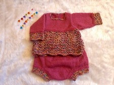 Hand knitted baby clothes - jumper and shorts - Newborn
