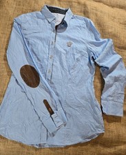 Sophisticated Lion of Porches Shirt | Statement Crown & Suede Patches | Size L