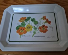 Smal  Melamine Serving Tray decorated wit nasturtiums. Art work by Lorna B  Kell