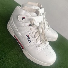 Teens  FilaA , White Hi Top Trainers ,UK Size 4 . VGC