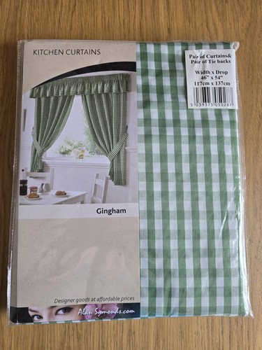 Green gingham kitchen - gingham, curtains