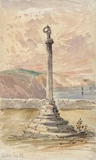 CAROLINE ANN BRERETON Watercolour Painting COASTLINE WHITBY c1850 19TH CENTURY