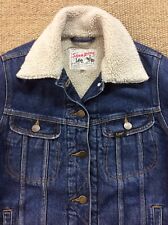 Womans LEE XS Small Storm Rider Sherpa Denim Jacket Fleece Borg Jean Trucker VGC