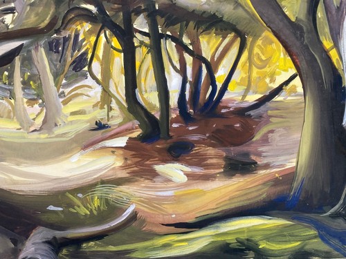 Mid century acrylic painting - mid,