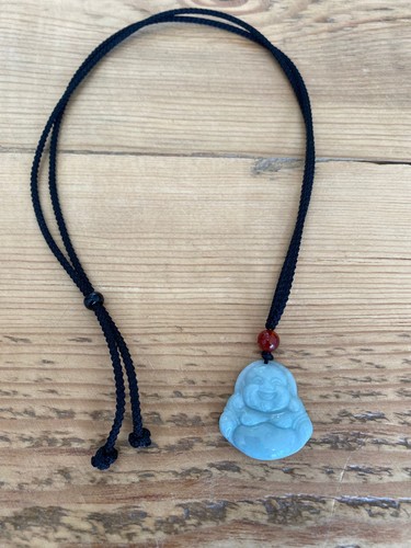 Green jade buddha pendant - green,
