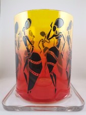 Dancing Shadowz African Glass Art, Dancing Tribal Women & Sunset Candle Holder