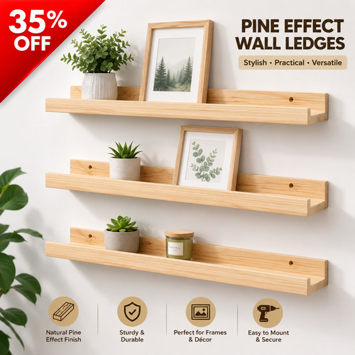 Pine floating wall - wall, shelves