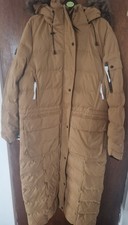 Superdry Longline Faux Fur Everest Coat Camel/Light Brown- Women's Size L