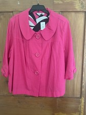 NWT Cato Swing Crop Jacket Women’s Pleated 3 Button Size 22W Pink Boho Linen