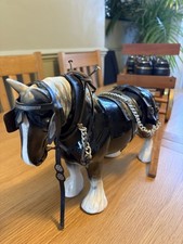  vintage shire Horse With Wooden Cart And Barrels Home Decor Ornaments