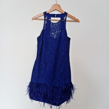 Coast UK 6 Royal Blue Mini Dress Feather Trim Cocktail Evening Party Occasion