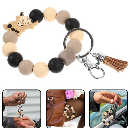 Silicone beaded key - key, ring
